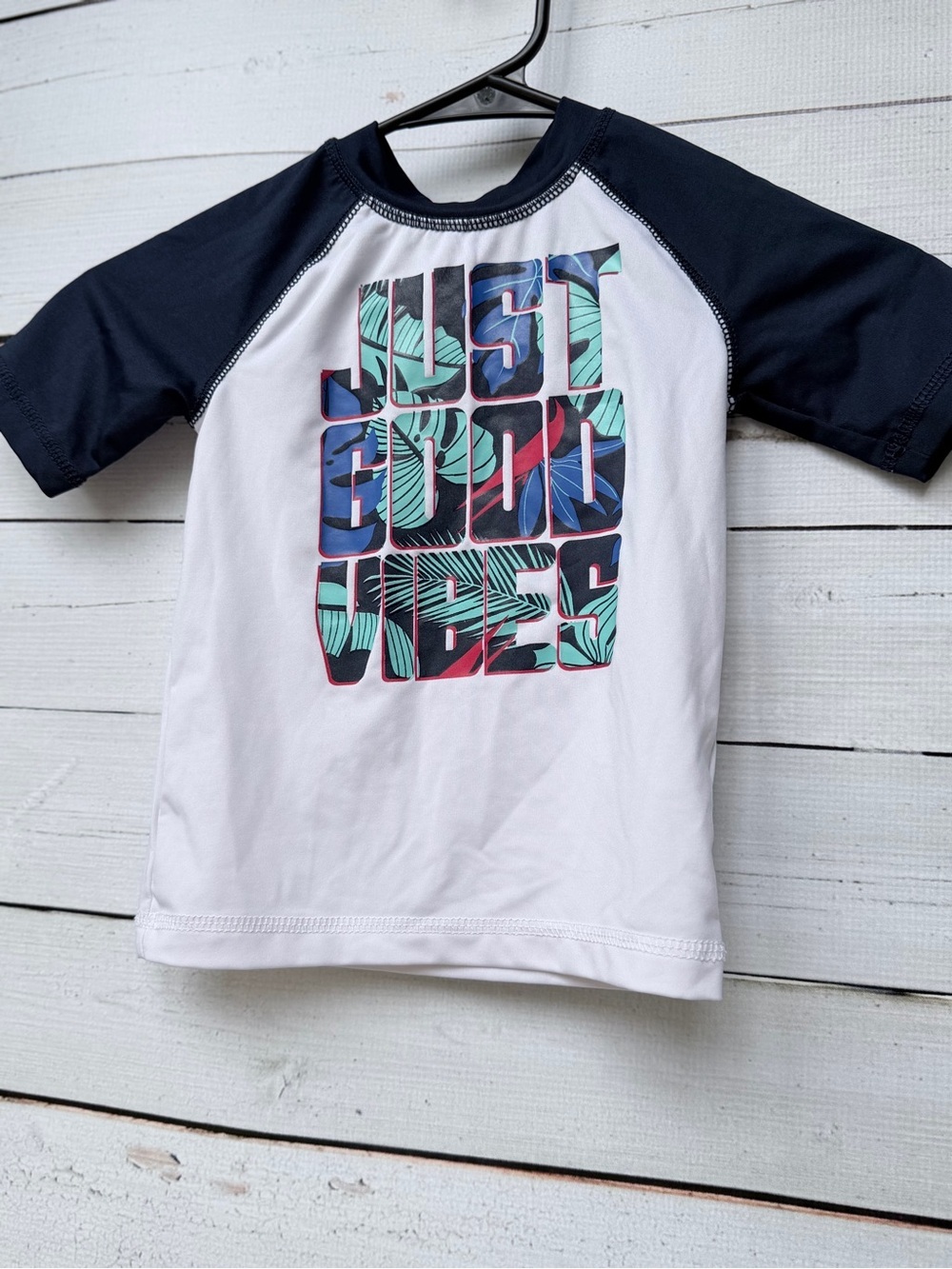 The Children's Place Place Sport "Just Good Vibes" Raglan Swim Rash Guard - 3T